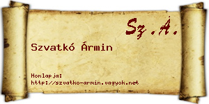 Szvatkó Ármin névjegykártya